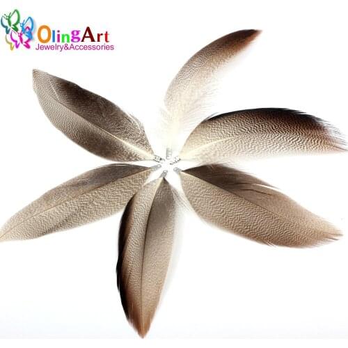 OlingArt Natural feathers 12pcs 8cm Red head feathers women necklace Earrings tassels DIY Jewelry Making Keychain Pendants