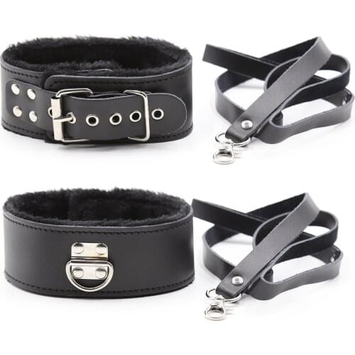 Adults Game Restraints Necklace Sex Toy Slave Bondage Collar High Quality Leather with Leash for Bdsm Fetish Couples Flirting SM