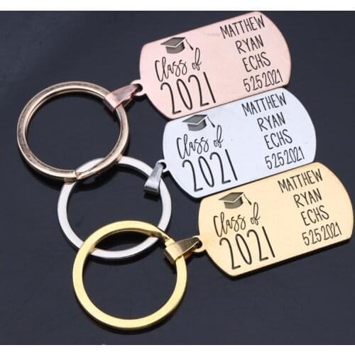 Custom Name Date Graduation Gifts Stainless Steel Personalized Engraving Text Class of 2021 Gift Keychain