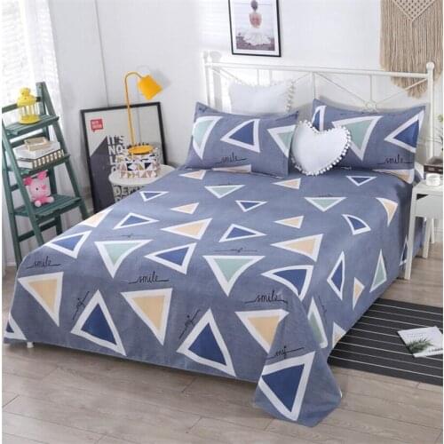 Bed Sheet Home Textile Modern Polyester Cotton Flat Sheets Bed Linens Single Queen King Size Bedspread (Pillowcase Need Order)