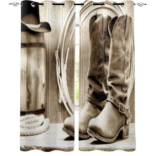 Luxury Curtains Cowboy Leather Hat Retro Blackout Curtain for The Bedroom Home Decor Living Room Kitchen Blackout Curtain
