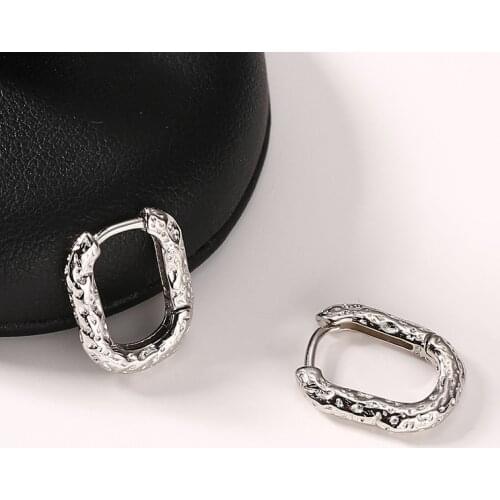 Silvology 925 Sterling Silver Oval Texture Hoop Earrings for Women Irregular Matte Elegant Chic Earrings Minimalist Jewelry Gift