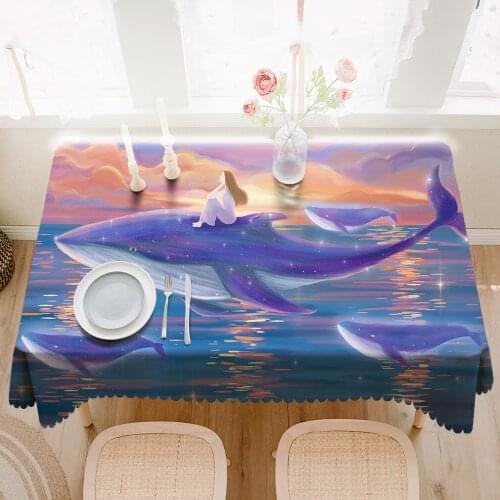Fish Anime Tablecloth for Table Waterproof Rectangle Table Cloth Soft Home Textile Kitchen Party Wedding Decoration Girl Gift