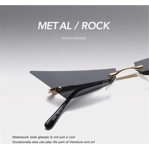 New punk rimless metal sunglasses Sunglasses with narrow edges and small frames Hip-hop sunglasses Brand sunglasses