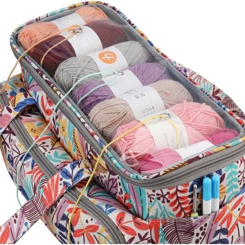 Oxford Cloth Knitting Storage Bag Multi-functional Printing DIY Needlework Knitting Needles Tool Sewing Holder Organizer