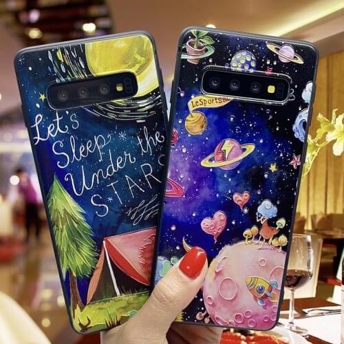 Cozy Matte Phone Case For Samsung S10e S8 9 10 20 21 Ultra Plus Note8 9 10 20 Ultra Soft Back Covers Outer Space Phone Cases