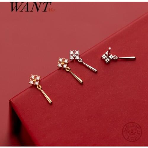 WANTME Real 925 Sterling Silver Luxury Zircon Fashion Korean Water Drop Stud Earrings for Women Chic Wedding Anniversary Jewelry