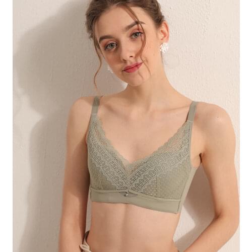 Womens 100% Real Silk Lining with outside lace fabric removable pads everyday Comfortable Wireless Bra Bralette 2021