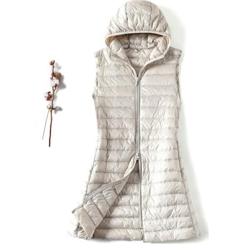 NewBang Winter Plus Size 4XL Womens Down Jackets Ultra Light Long Hooded Vest Casual Waistcoat Autumn Coat Slim Parkas