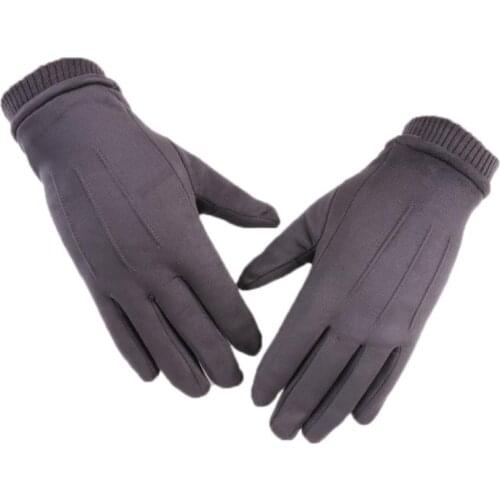 Winter Suede Mens Gloves, Sports Warm and Velvet Outdoor Riding Mens Touch Screen Gloves, Winter Warm Gloves