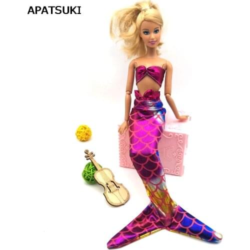 1set High Quality Handmade Doll Dress Gown Colorful Skirt Fashion Clothes For Barbie Doll Mermaid Tail Dress 1/6 Kids Toy