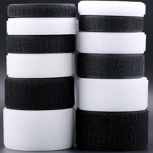 1M Pair Hook and Loop fastener Tape No Glue the hook velcros Sewing-on strips Magic tape DIY white black 16/20/25/30/38/50/100mm