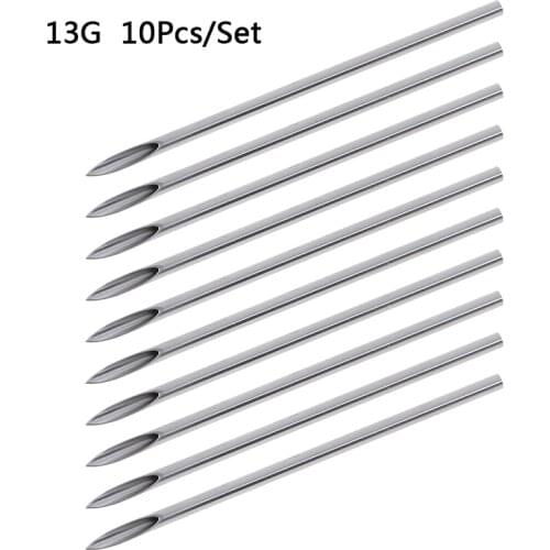 10pcs/set Disposable Tattoo 12g/14g/16g/18g/20g Piercing Needles For Navel Nipple Ear Nose Lip Tattoo Piercing Needles Kit Tool