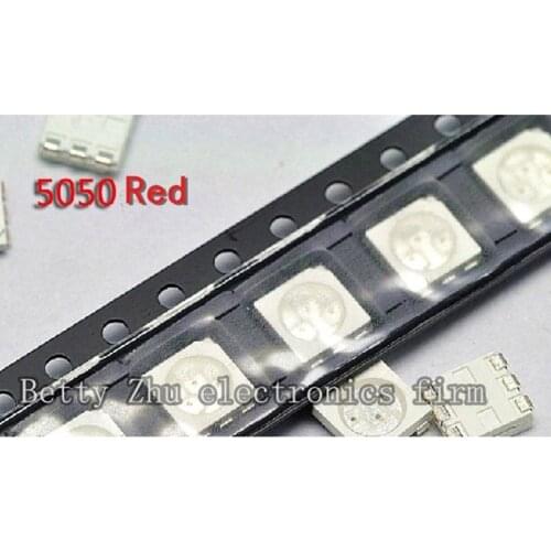 1000PCS/LOT 5050 bright red LED red light-emitting diodes 400-600MCD