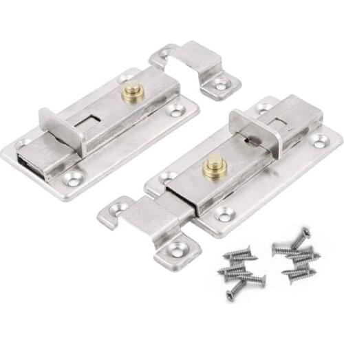 2 Pack Stainless Steel Spring Loaded Automatic Door Latch Bolt 3 Inches with Press Button to Release and Installation Screws