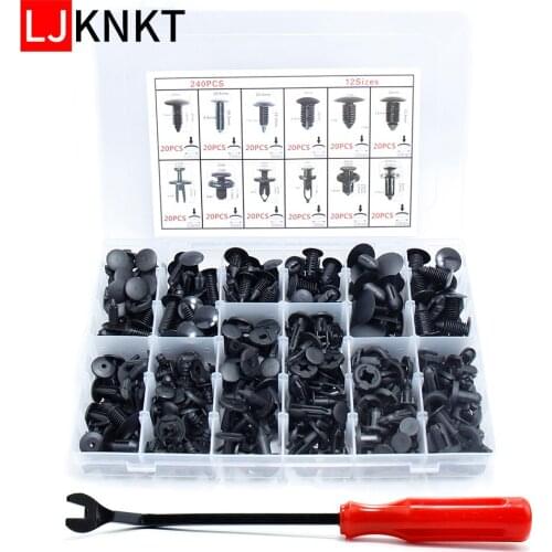 250pcs Mixed Car Fasteners Door Trim Panel Auto Bumper Rivet Retainer Push Engine Cover Fender