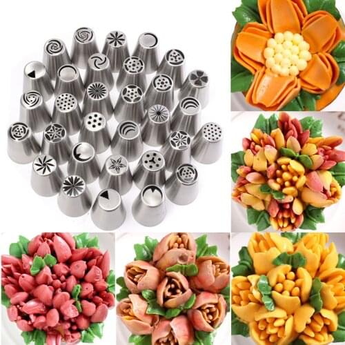 31PCS/Set Pastry Baking Tools Cupcake Decorator Stainless Steel Russian Nozzles Decoration Tips Cake Decorating Tools