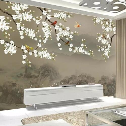 Custom 3D Photo Wallpaper For Bedroom Walls Classical Hand Painted Magnolia Flower Bird Living Room TV Background Wall Mural