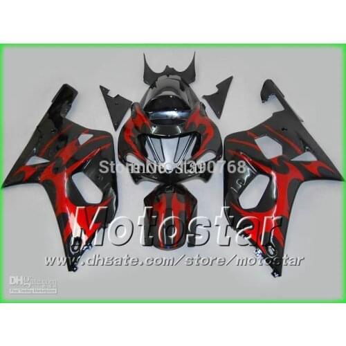 5 Gift Customize Red flame ABS fairing kit for SUZUKI GSXR 600 750 K1 GSXR600 GSXR750 01 02 03 R600 R750 2001 2002 2003
