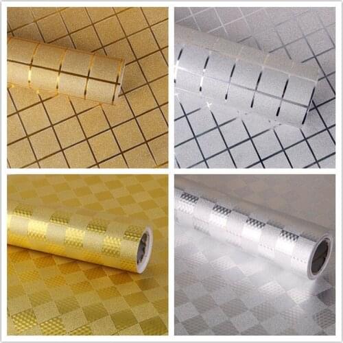 500cmx45cm Gold and Silver Mosaic Wallpaper Bedroom Living Room Background Self-adhesive Wallpaper Home Decoration