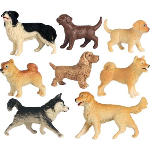 8pcs Simulated Pet Dog Model Toys Golden Retriever,Dachshund Kids, Home Decor