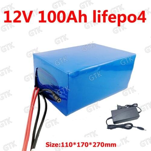 12V 100Ah LiFepo4 battery pack for RV camping car marine solar system boat caravan motor home+5A charger