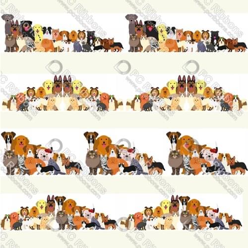 16-75MM Cartoon Greyhound Printed Grosgrain&Satin Ribbon DIY Handmade Materials Christmas Wedding Gift Wrap Tape 50yards