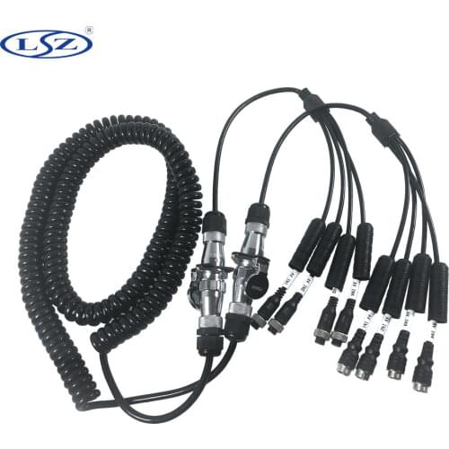 Car/ship monitoring and protection special 7core aviation head interface Audio and video power spring cable