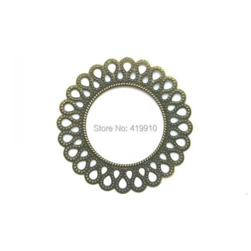 Free shipping-30Pcs Silver Tone Filigree Wraps Round Connectors Metal Crafts Gift Decoration DIY Findings 5.7x3.2cm J0029