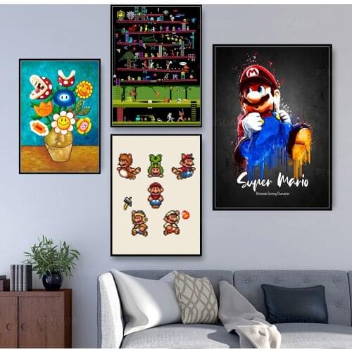 Chomper Cartoon Mario Prints Home Decor Canvas Gifts Painting Wall Art Modern Poster Pictures for Living Room Decor