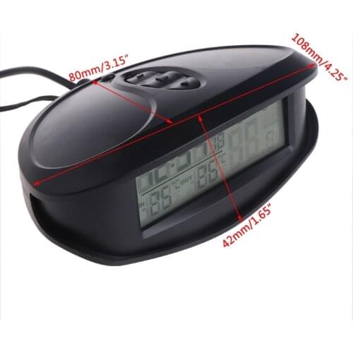 Digital Car In & Outdoor Thermometer Voltmeter Time Clock Alarm Backlight EC98