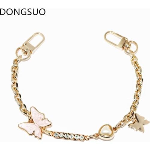 Designer chain strap handle butterfly Decoration gold metal chain handbag bag purse replacement Accessories Hardware quality