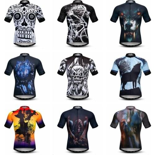 2020 cycling jersey Men Mountain Bike jersey Pro MTB Bicycle Shirt Road Top racing Ropa Ciclismo short sleeve skull white black