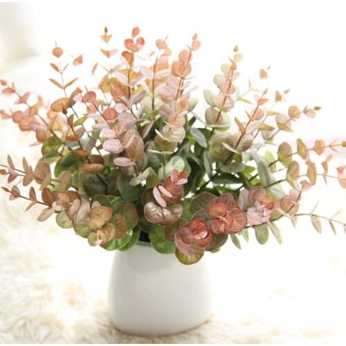 Artificial Grass Leaves Plastic Green Plants Fake Eucalyptus Leaf For Home Wedding Party Decoration Artificial Green Plant