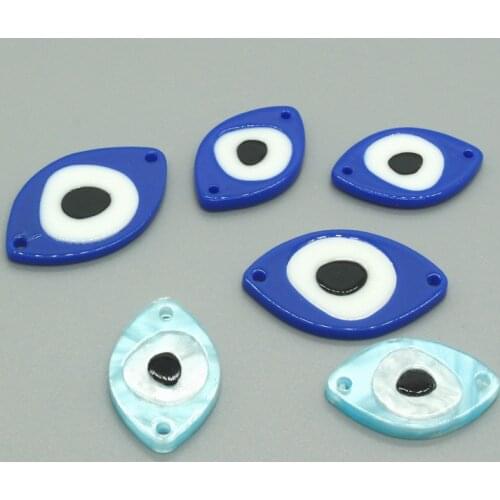 5pcs Two Holes Resin Evil Eyes Bracelet Connectors Findings Cute Accessory Simple Necklace Earring Charms For Jewelry Make