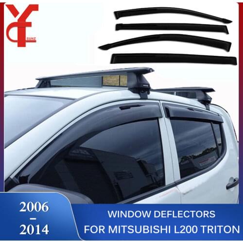 Rain Window Visor Wind Deflectors For Mitsubishi L200 Triton 2006 2007 2008 2009 2010 2012 2013 2014 Double Cabin accessories