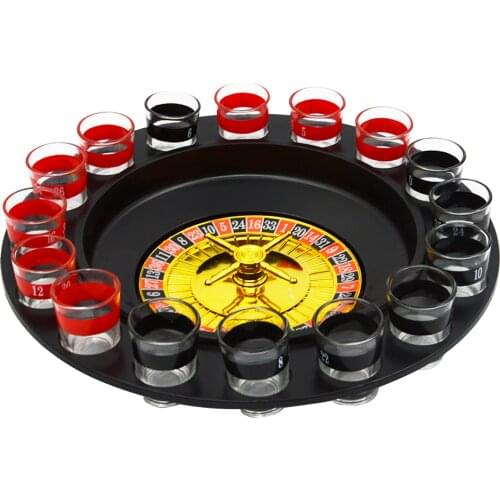Besegad Spin Shot Glass Russian Roulette Wheel Turntable Fun Table Drinking Game Set with 2 Balls 16Glasses Novelty Drinking Set
