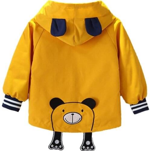 Girls Jackets And Coat Boy Hooded Outerwear Baby Bears Print Windbreaker Kids Thin Zipper Clothes Children Cardigan Jackets