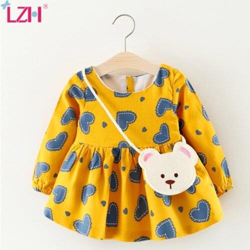 LZH Infant Dress 2021 Autumn Casual Cotton Dresses For Baby Girls Long Sleeve Print Princess Dress Newborn Clothes 0 1 2 3 Years