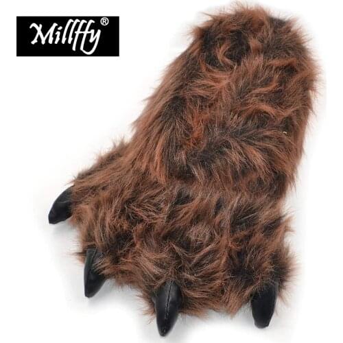 Millffy Funny Slippers Grizzly Bear Stuffed Animal Claw Paw Slippers Toddlers Costume Footwear