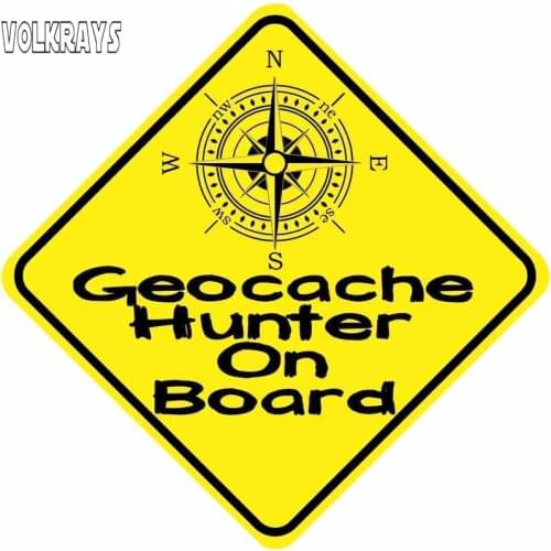 Volkrays Fashion Car Sticker Geocache Hunter on Board Compass Warning Mark Accessories Reflective PVC Decal for Jeep,10cm*10cm