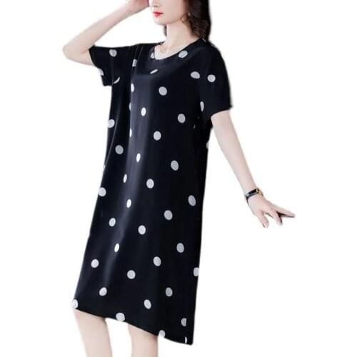 Vestidos Fashion Plus Size Summer Dress For Women 2021 New Product Is Thin And Age-Reducing Black And White Polka-Dot Dress