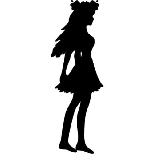 4.9cm*14.2cm Hula Girl Hawaii Cartoon Stickers Decals Vinyl Car-Styling Black/Silver S3-5121