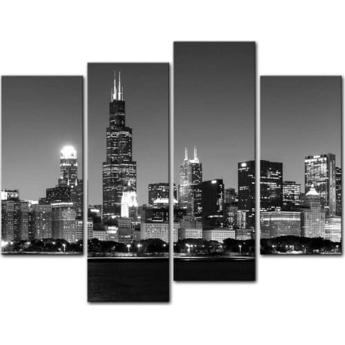 Wall Art Decor Poster Painting On Canvas Print Pictures 4 Pieces Sunny Winter Rocky Mountains Landscape Drop shipping