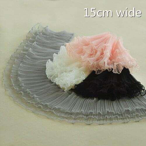 NEW Three-layer Pleated Organ Tulle Lace Fabric DIY Clothing Leader Mouth Skirt Wedding Fast Sewing Home Textile Clothes Trim