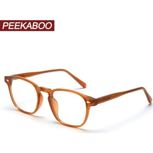 Peekaboo clear square glasses blue light woman TR90 computer optical glasses frame men acetate korean style