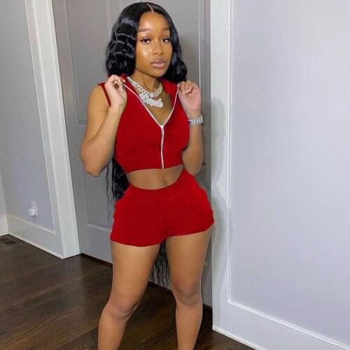 Casual Sporty Two Piece Short Set for Women Tracksuit Zipper Crop Tops + Shorts Sets Sweat Suits Woman 2 Piece Outfits Wholesale