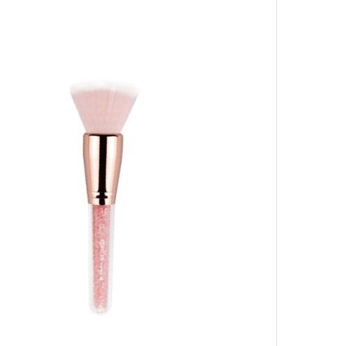 Professional Facial Flat Powder Brushes Acrylic Handle Band Pink Rhinestone Foundation Contour Makeup Brushes