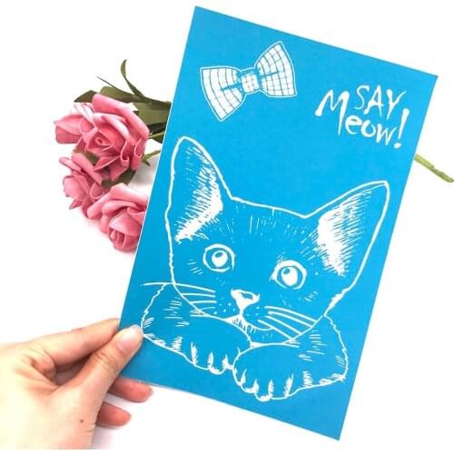 YPP CRAFT Cat Self-Adhesive Silk Screen Printing Mesh Transfers for DIY T-shirt Pillow Fabric Painting Paper Home Decoration