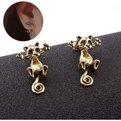 1pair Fashion Ladies Cute Cat Stud Earrings Set For Women Girls Children Kids Tiny Animal Jewelry Brincos Feminine
